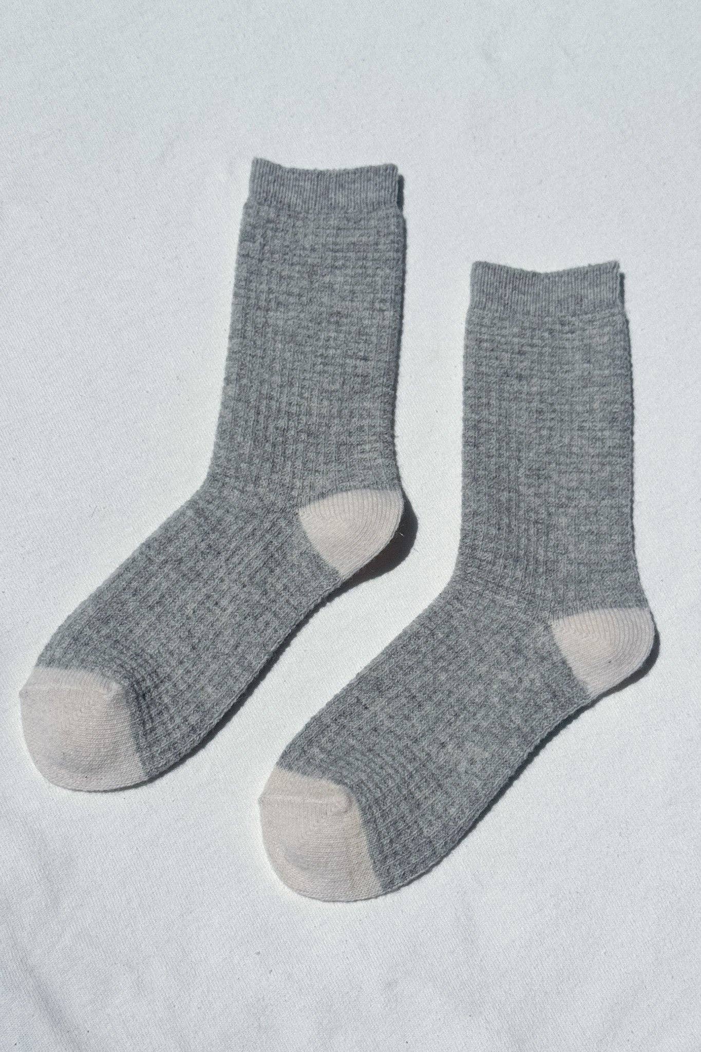 Wool Waffled Socks | Stone + Cream