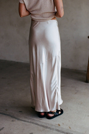 Satin Maxi Skirt | Pearl