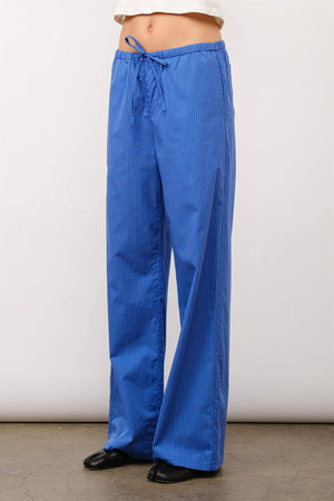 Elizabeth Striped Cotton Pants | Blue