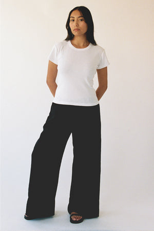 Linen Simple Pant | Black