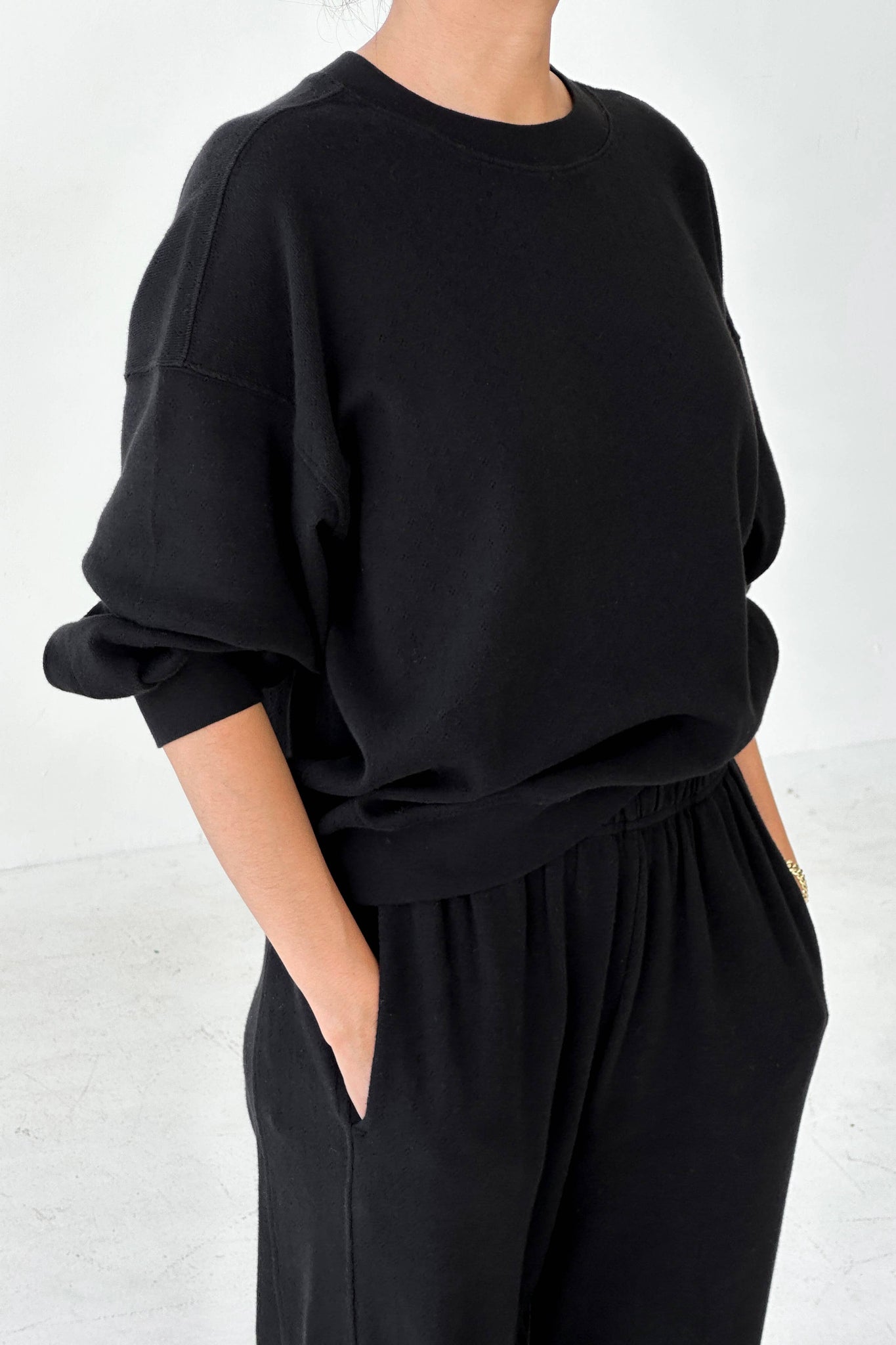 Pointelle Core Sweatshirt | Black