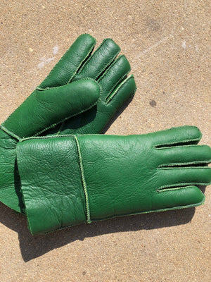 Leather Shearling Glove | Green