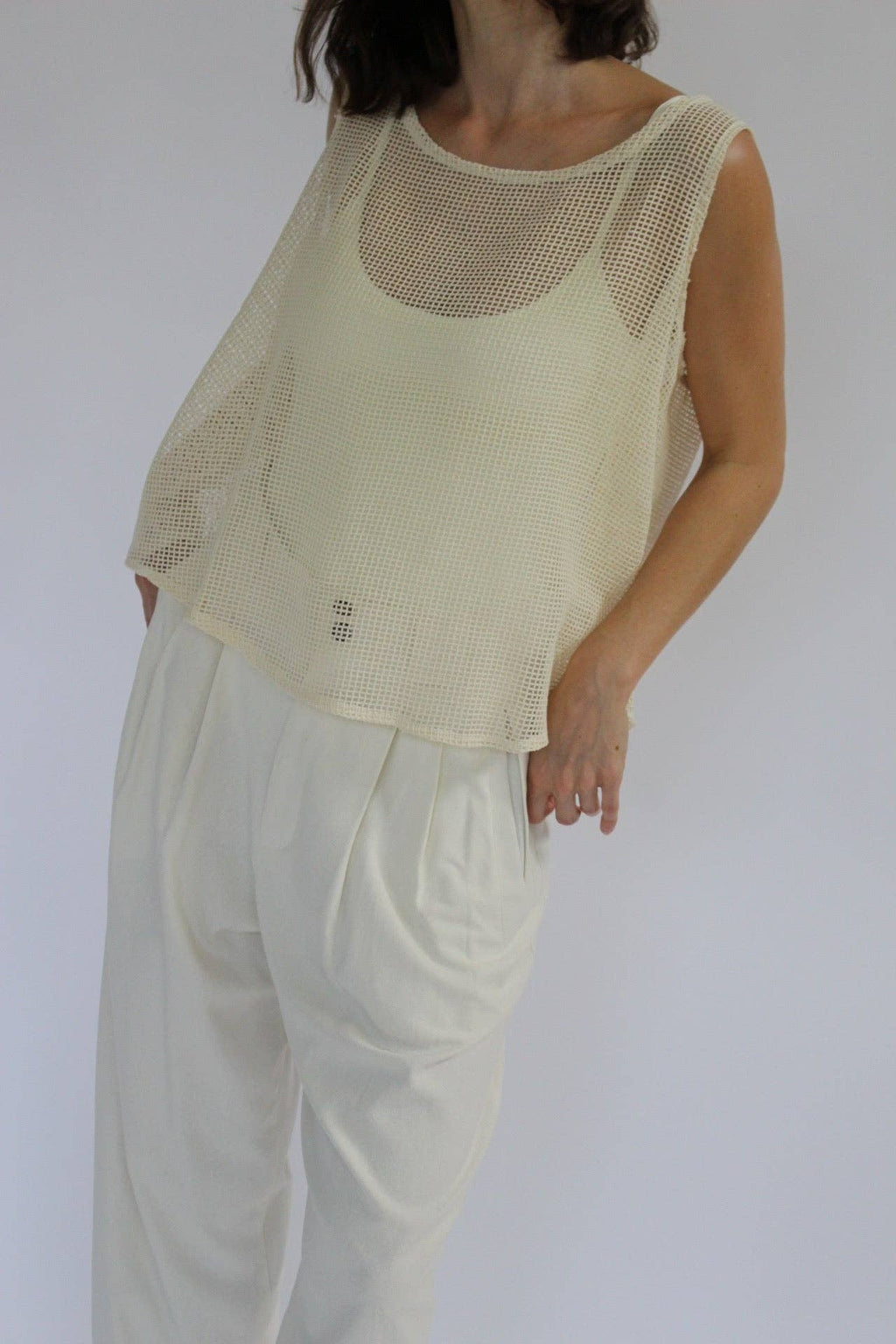 Marni Netted Cotton Tank | Ecru