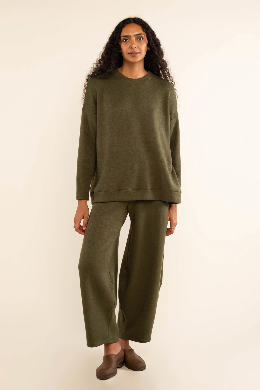 Orion Oversized Crewneck Sweater | Olive