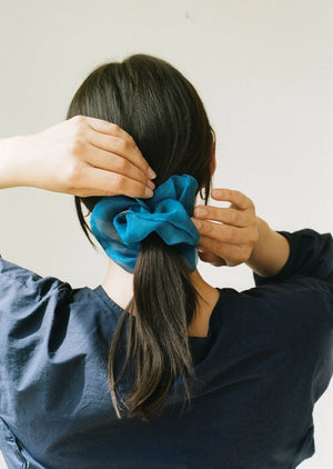 Silk Organza Scrunchie | Indigo