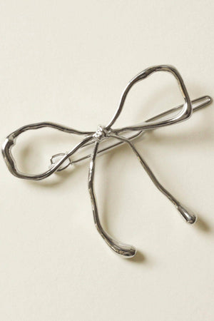 Metal Bow Barrette Hair Clip | Silver