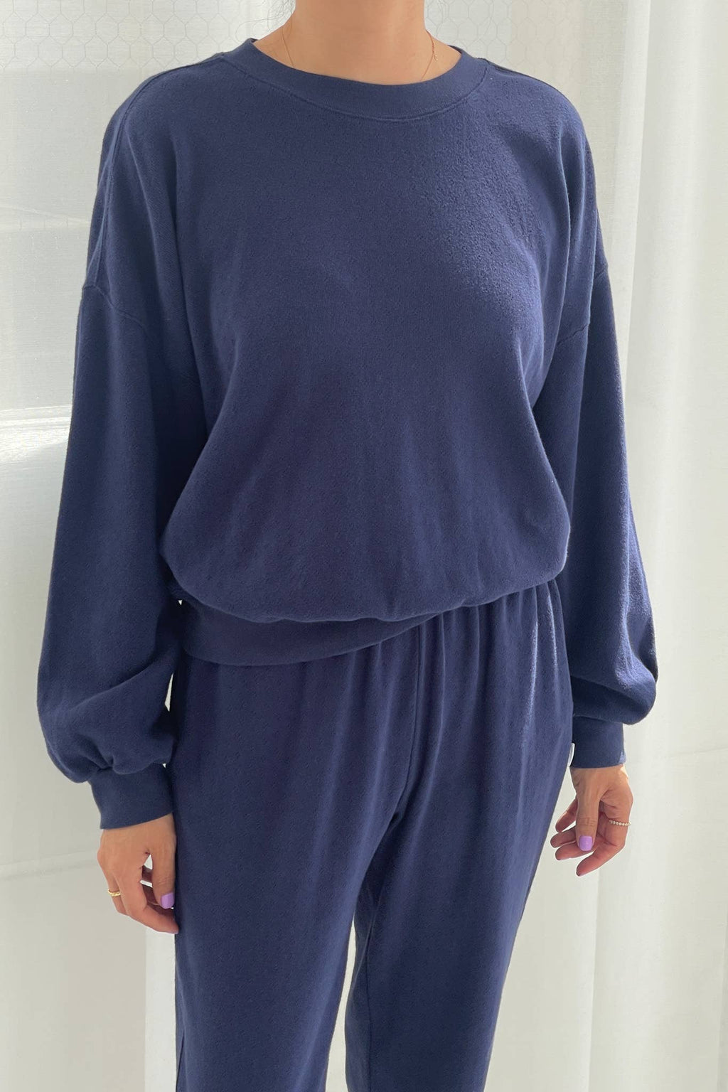 Pointelle Core Sweatshirt | Navy