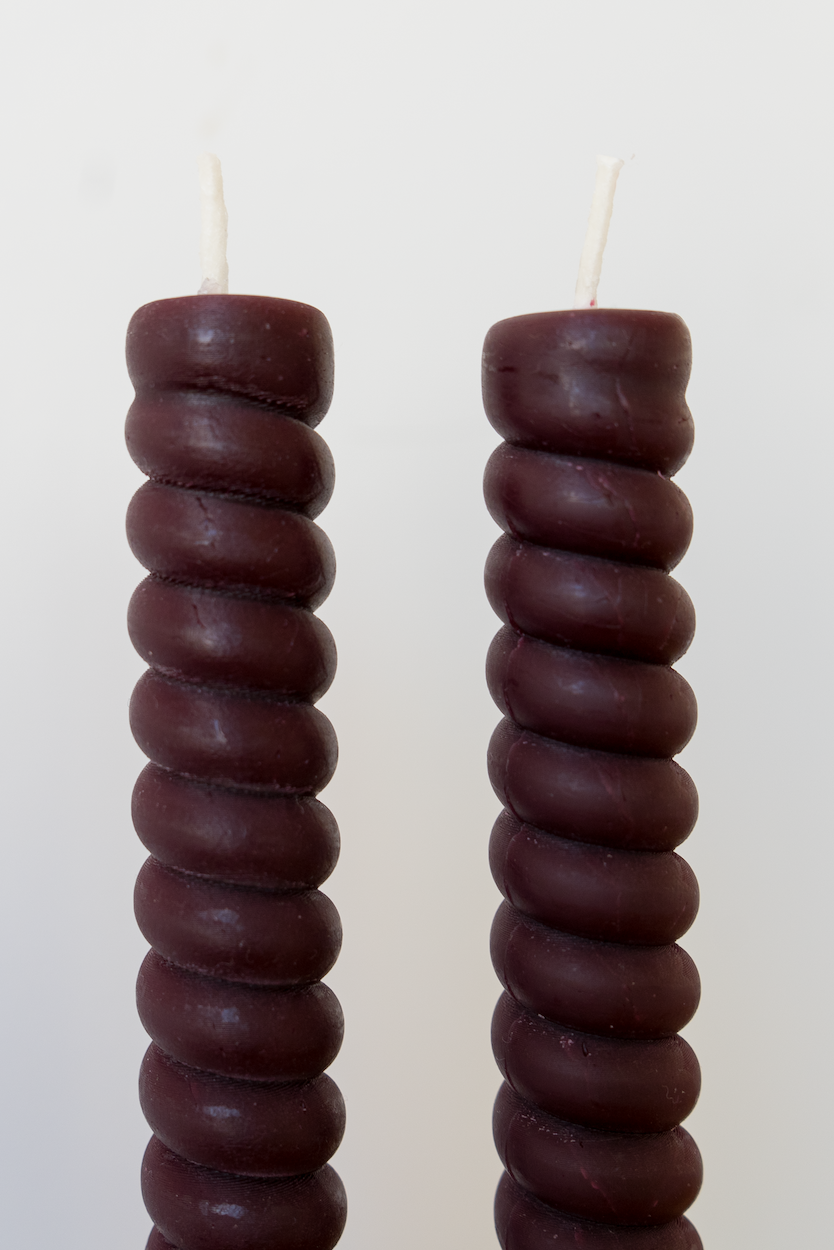 Mahogany Beeswax Taper Candle Pair