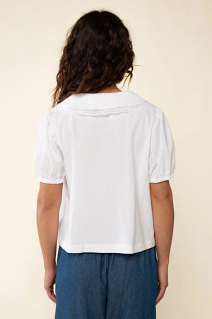 Emery Front Tie Top | White