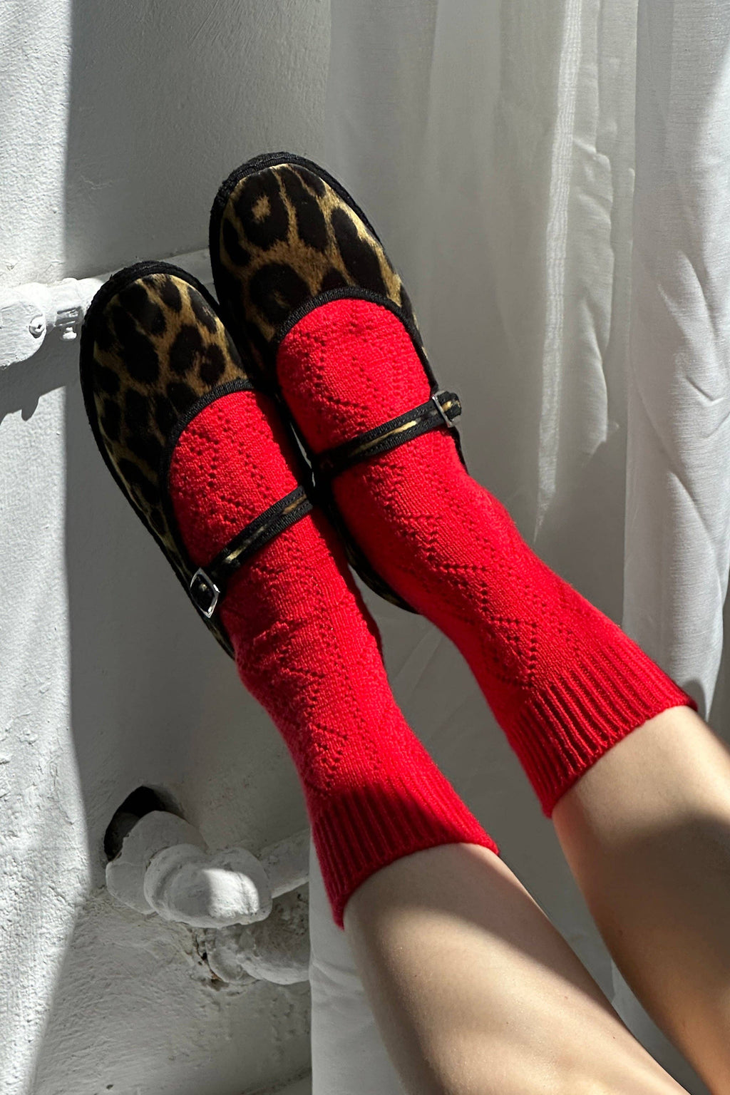 Cashmere Pointelle Socks | Red