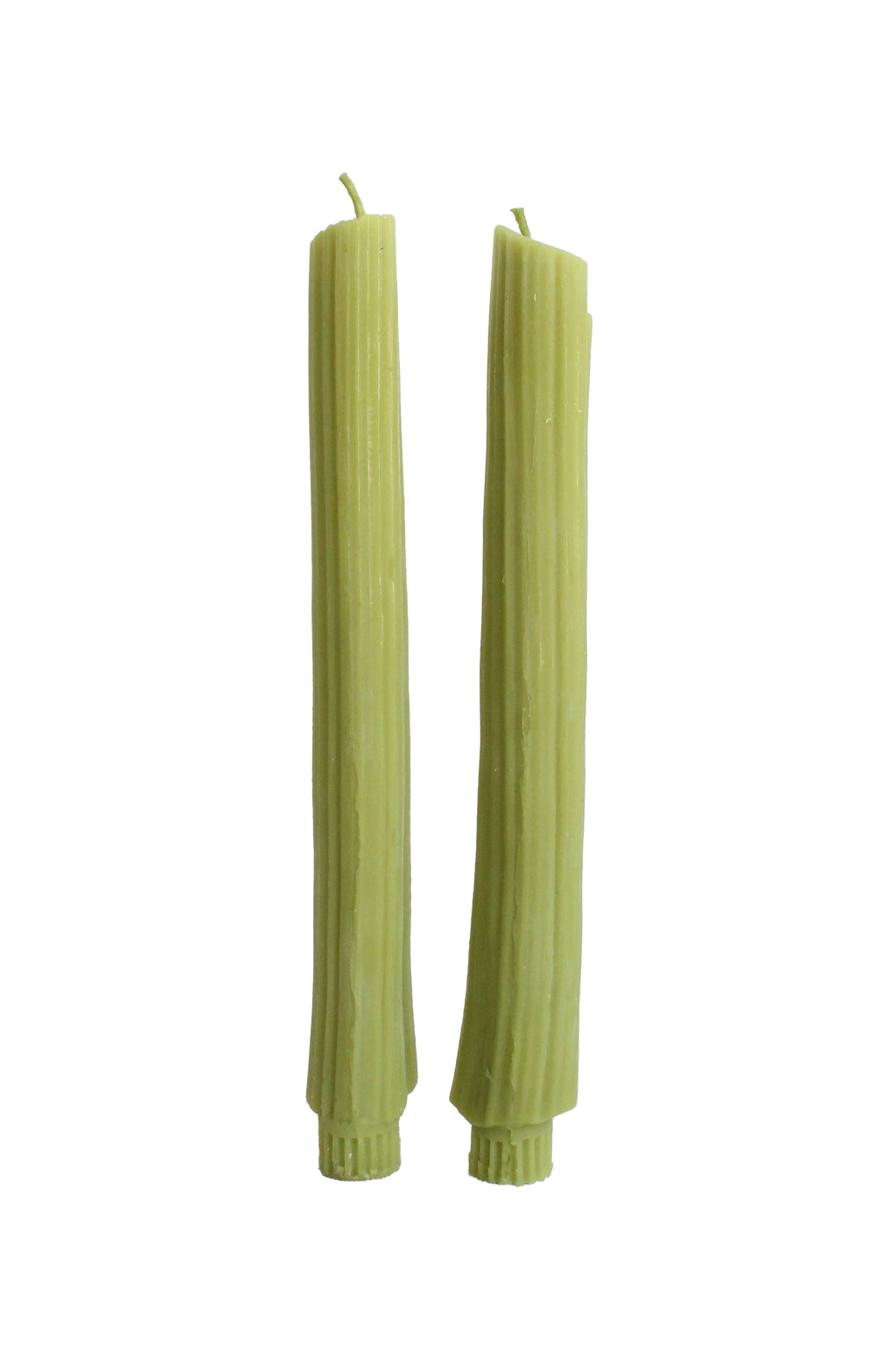 Celery Beeswax Candles Taper Pair