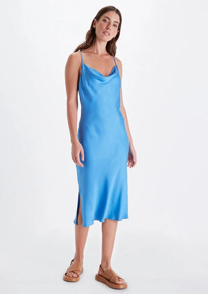 Cowl Neck Midi Slip Dress | Azure