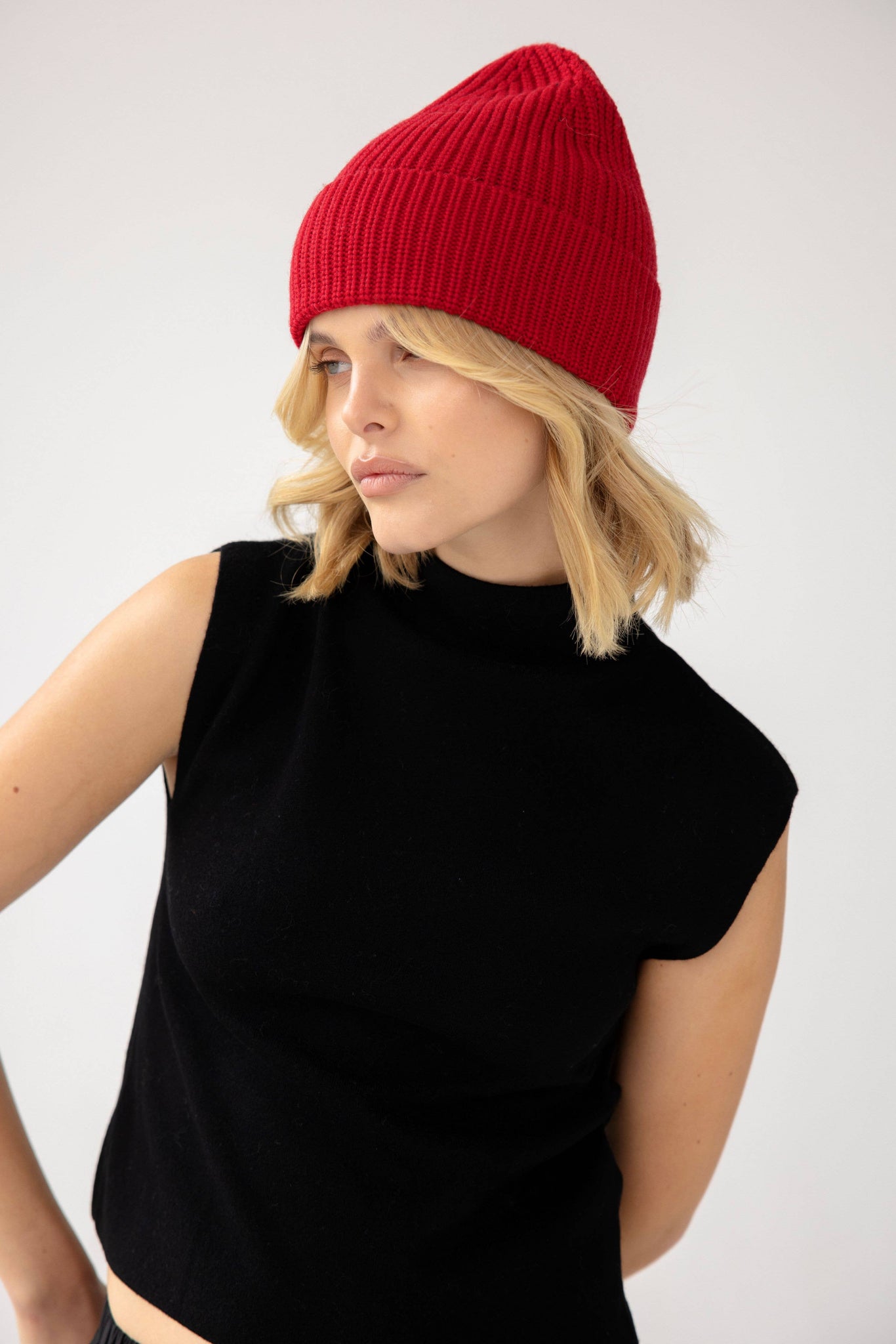 Merino Wool Beanie | Rosewood Red
