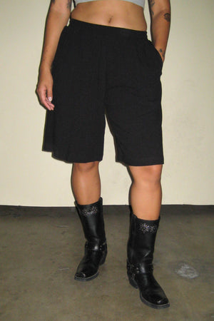 Harper Linen Knee Shorts | Black