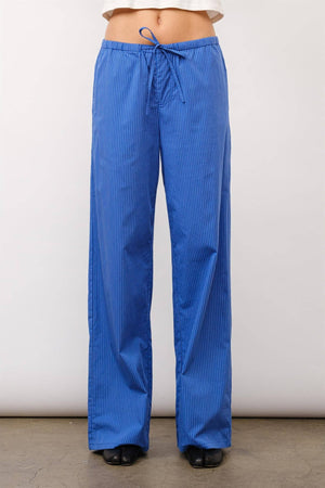 Elizabeth Striped Cotton Pants | Blue