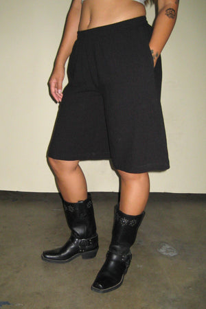 Harper Linen Knee Shorts | Black