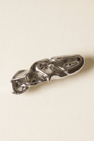 Textured Metal Barrette Hair Clip | Silver