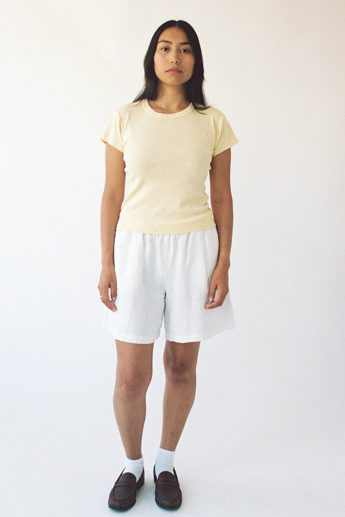 Pleated Linen Short | White