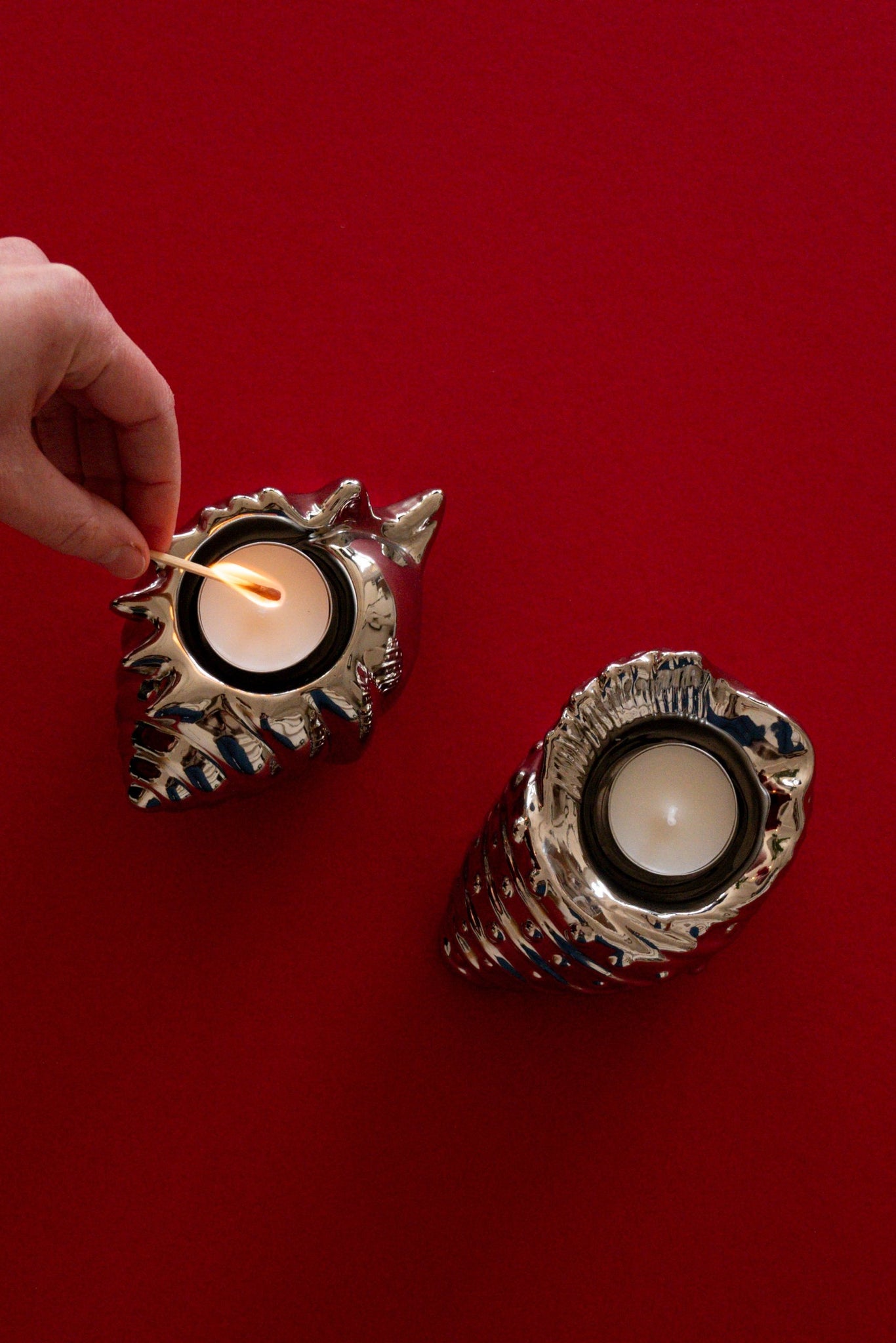 Silver Shell Candle Holders Set