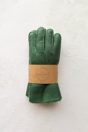 Leather Shearling Glove | Green