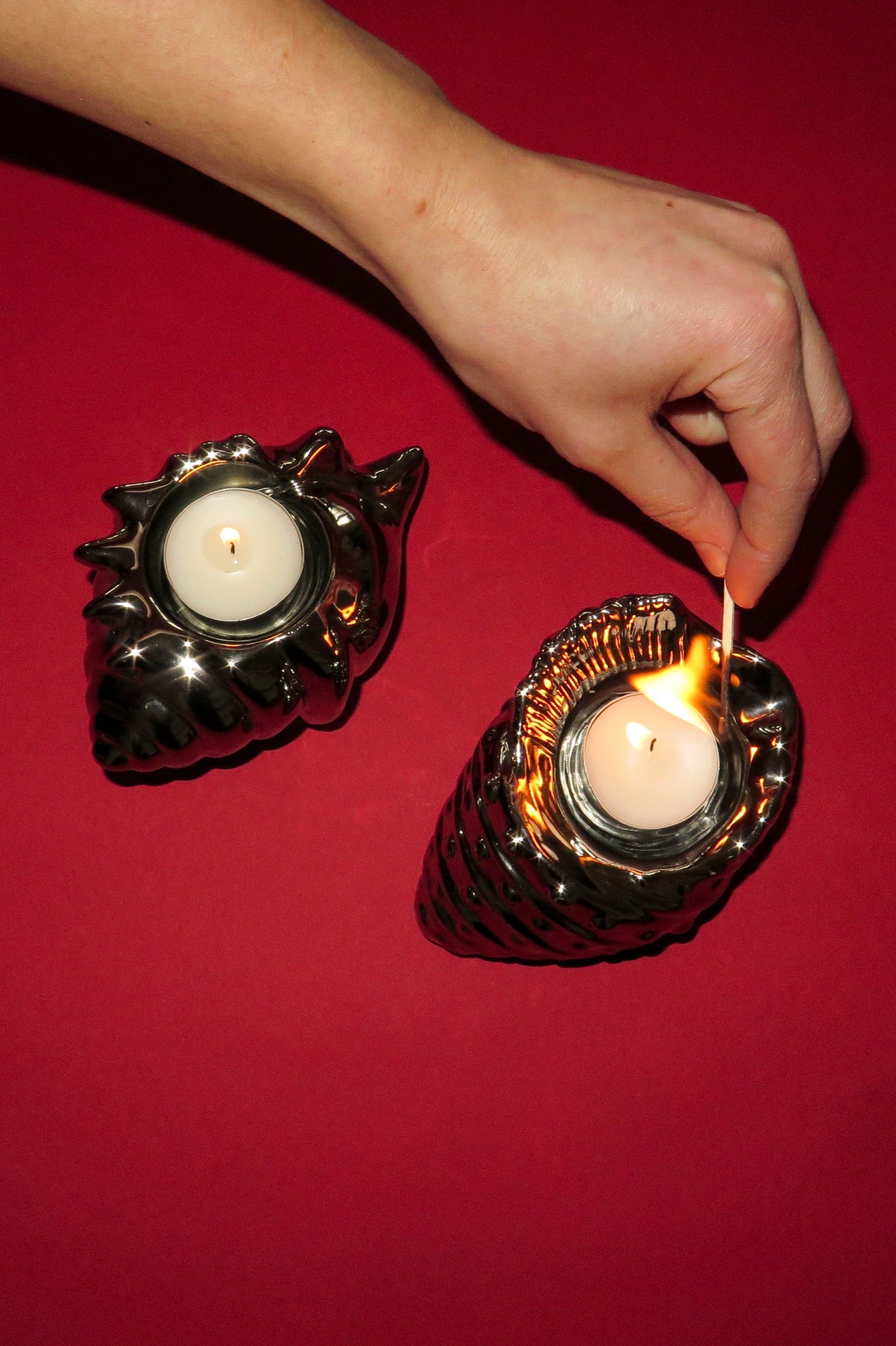 Silver Shell Candle Holders Set