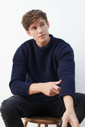 Raheen Tweed Roll Neck Mens Sweater | Navy