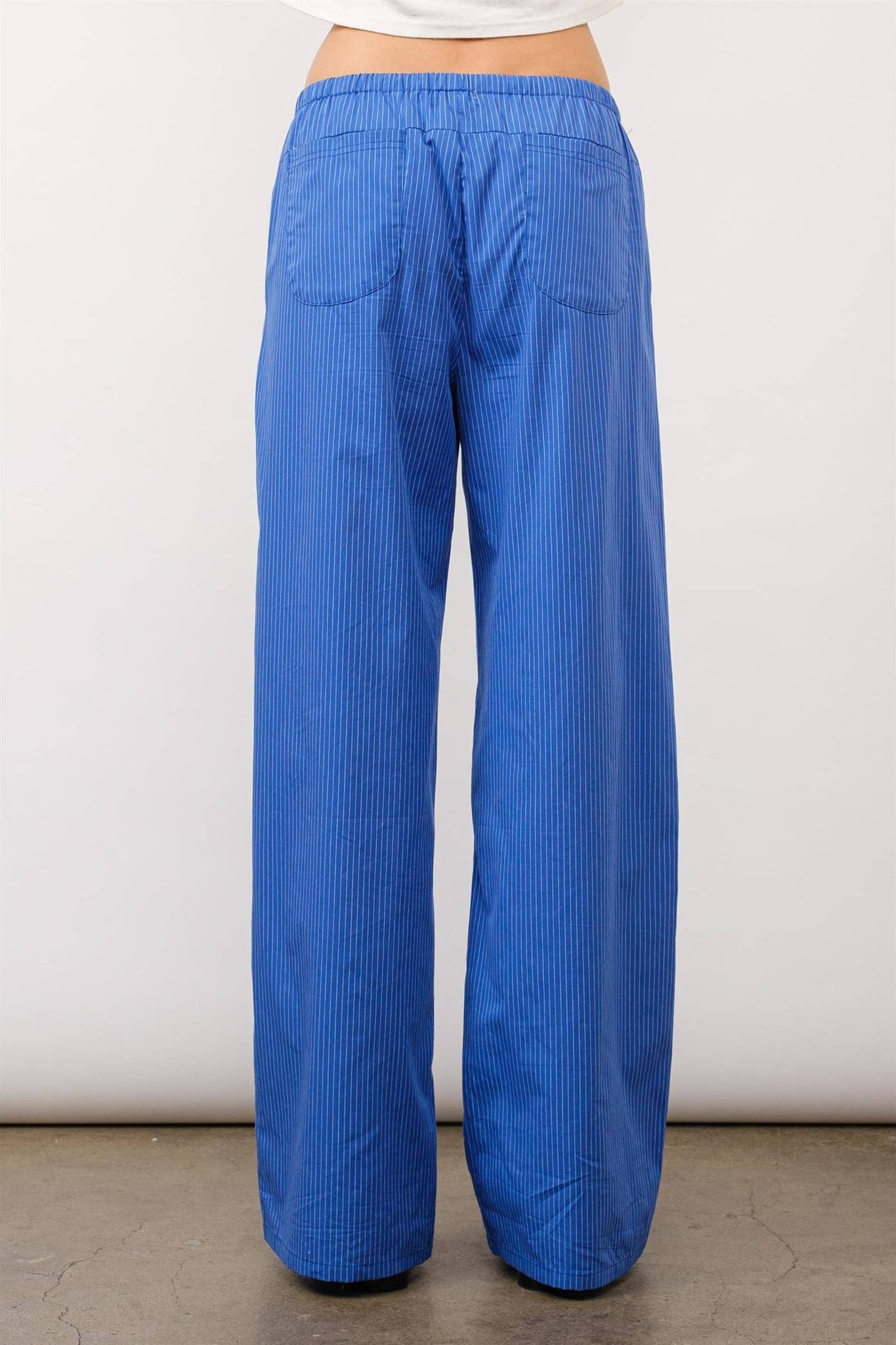 Elizabeth Striped Cotton Pants | Blue