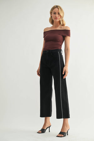 Barrel Jean Twist | Black + White Stripe