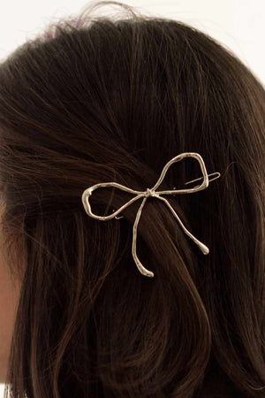 Metal Bow Barrette Hair Clip | Silver