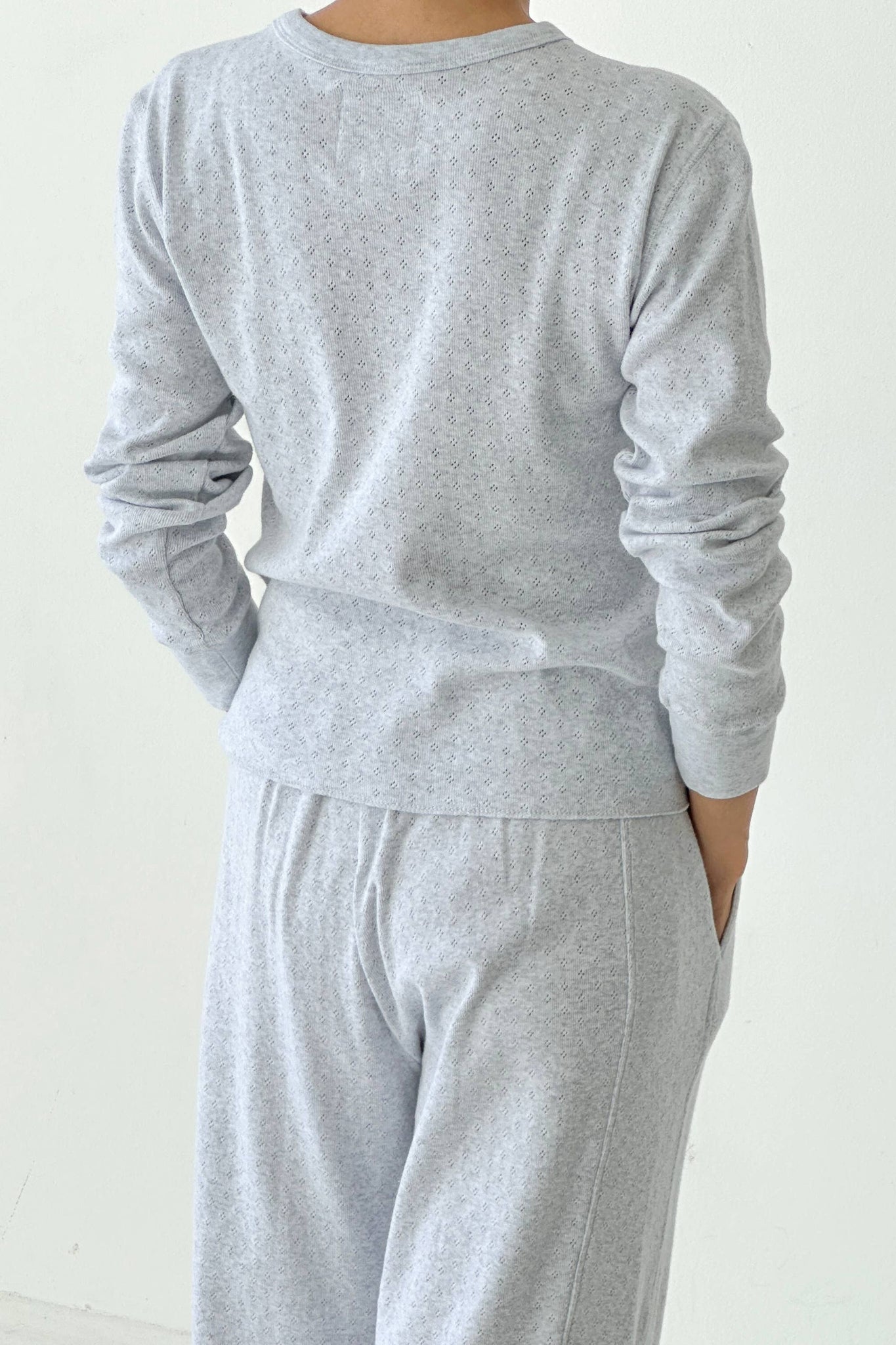 Pointelle Fundamental Tee | Icy Grey