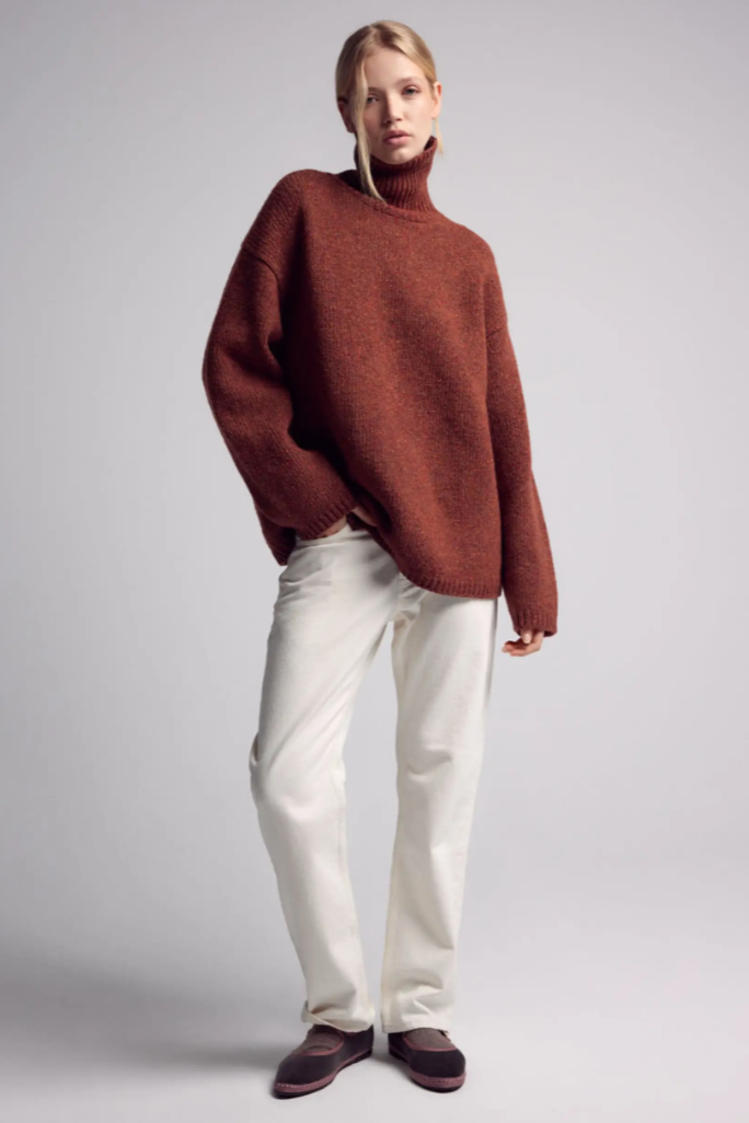 Camila Wool Knitted Sweater | Brick