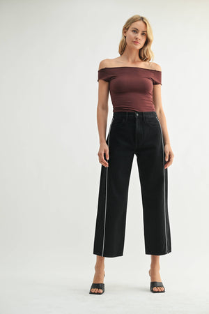 Barrel Jean Twist | Black + White Stripe