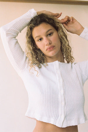 Pointelle Cardigan | White