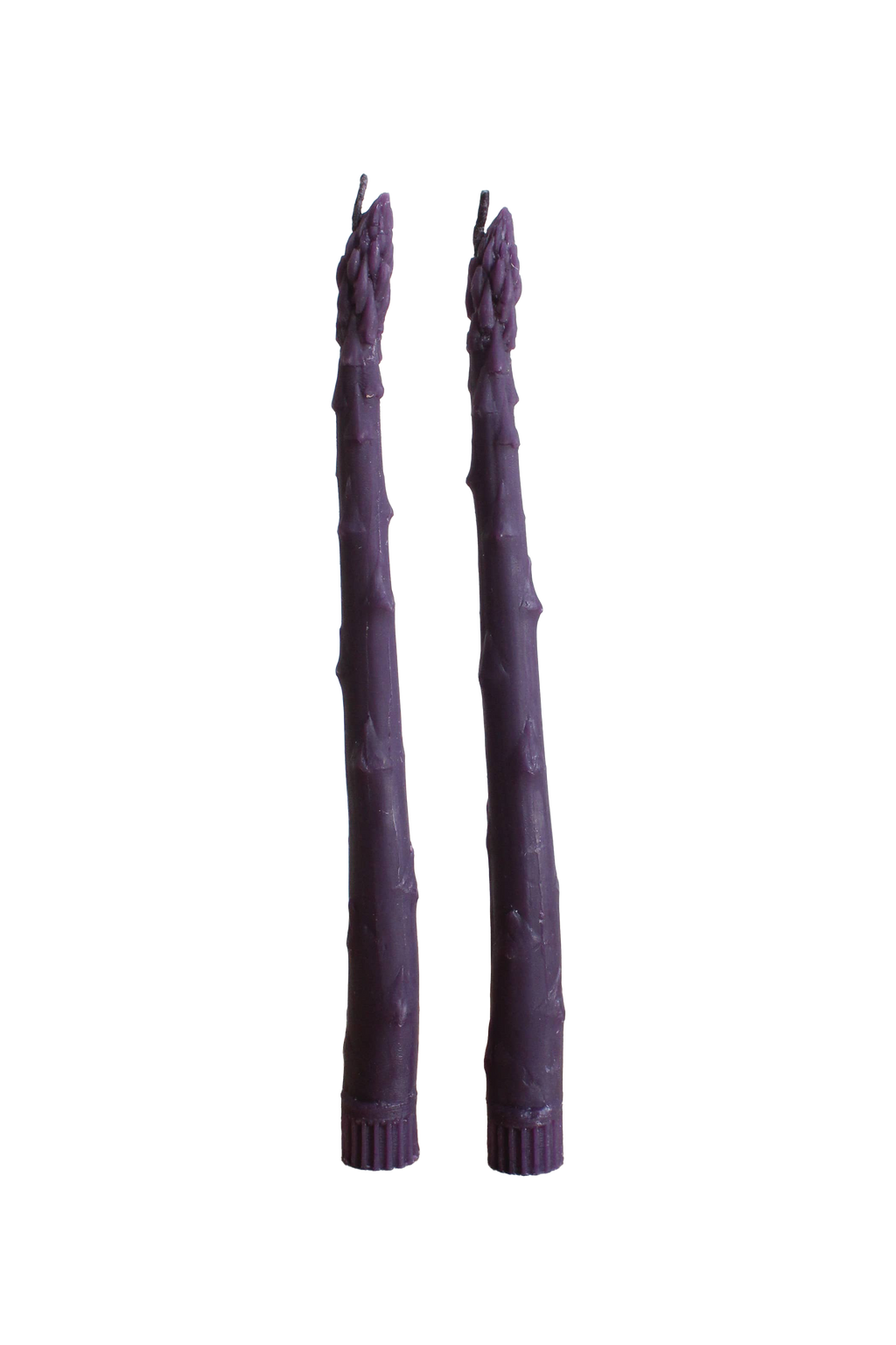 Purple Asparagus Beeswax Candle Taper Pair