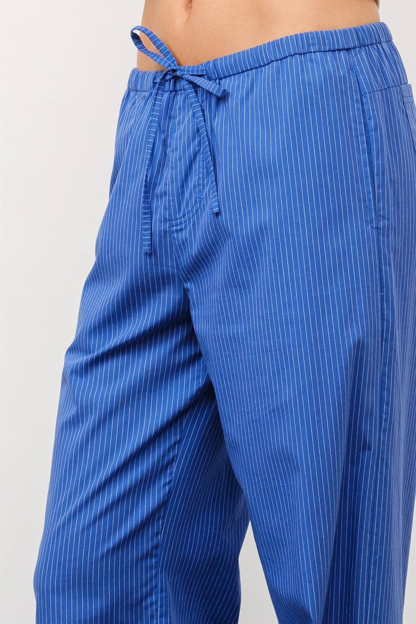 Elizabeth Striped Cotton Pants | Blue