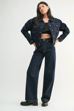 High Waisted Skater Jean | Super Dark Wash