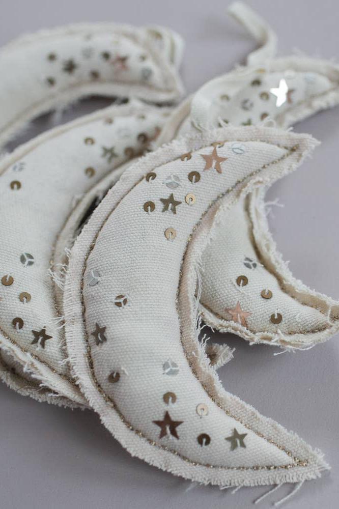 Metallic Confetti Moon | Cotton & Lavender filled Ornament