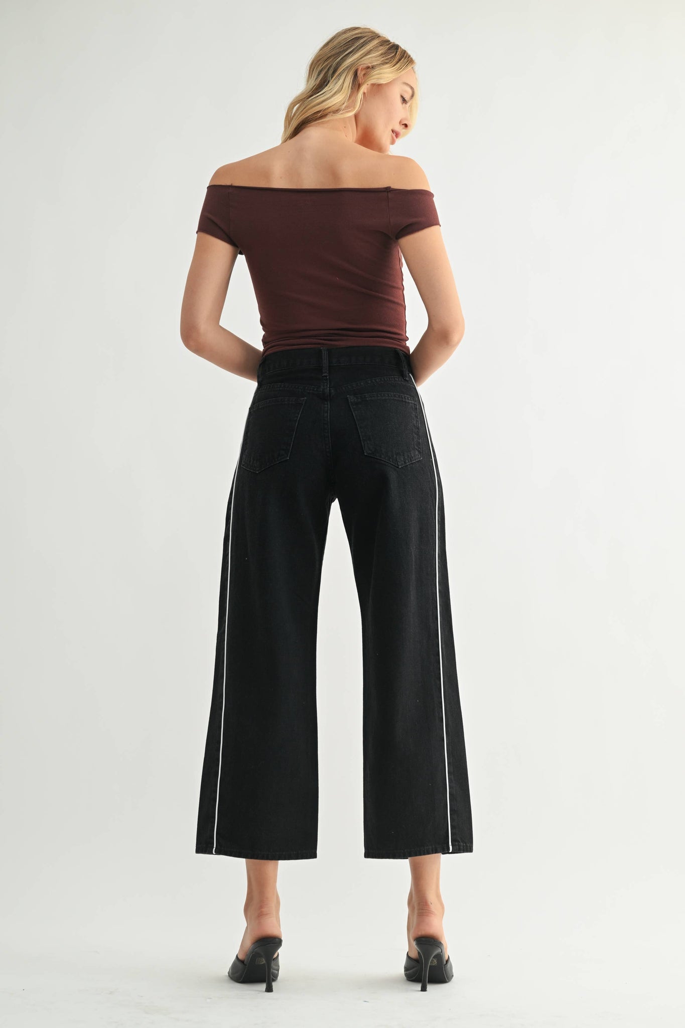 Barrel Jean Twist | Black + White Stripe