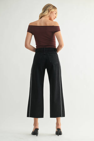 Barrel Jean Twist | Black + White Stripe