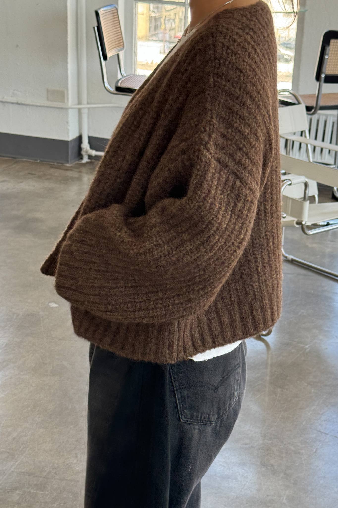 Alpaca Sweater Jacket | Wood Brown