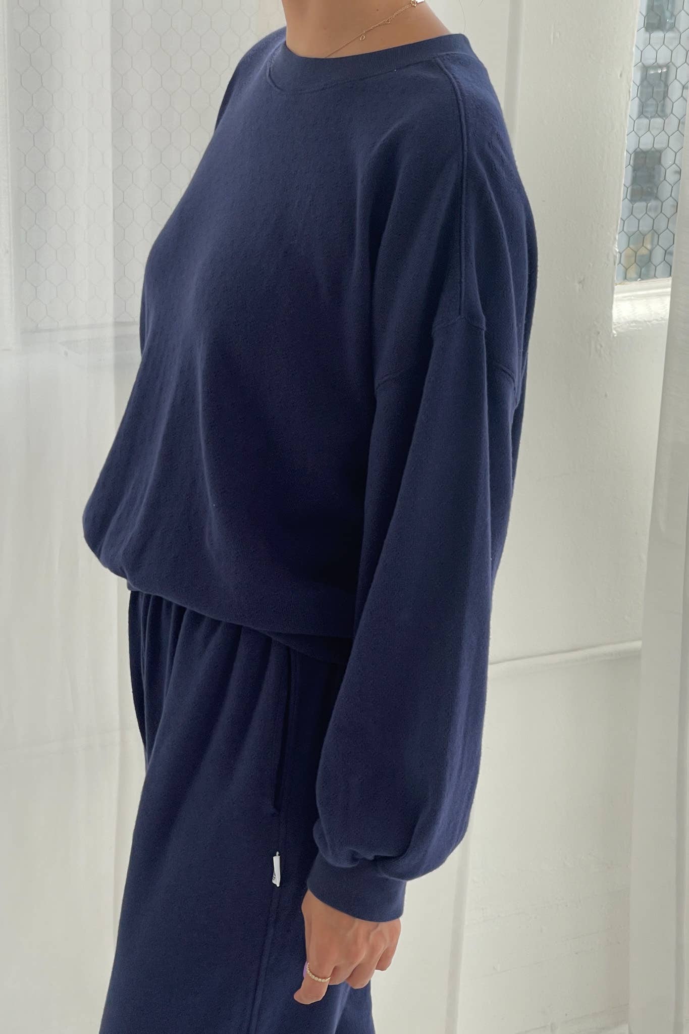 Pointelle Core Sweatshirt | Navy