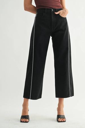 Barrel Jean Twist | Black + White Stripe