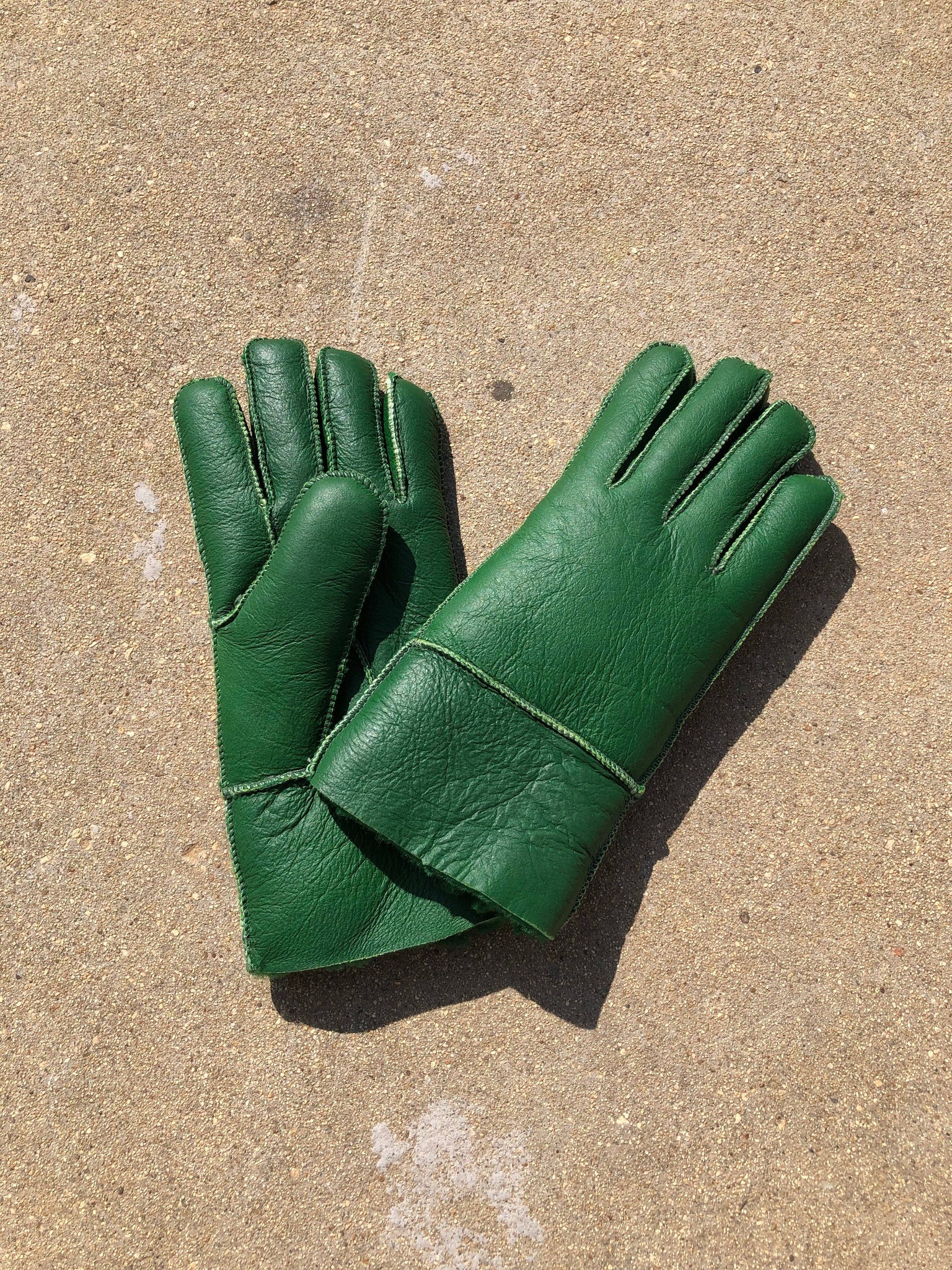 Leather Shearling Glove | Green