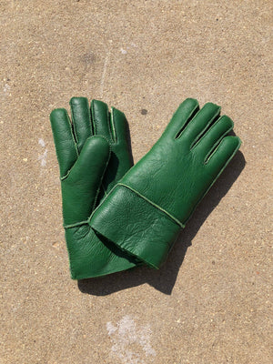 Leather Shearling Glove | Green