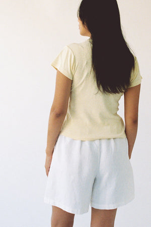 Pleated Linen Short | White